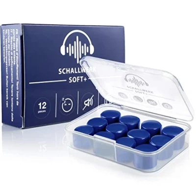 Afbeelding van SCHALLWERK ® Soft+ 12 siliconen oordopjes zachte voor de slaap ruisonderdrukking hoofdtelefoon met om te slapen