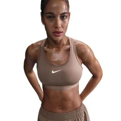 Afbeelding van Nike Performance BRA Sportbh met medium support, Dames, Maat: Large, Mink brown/white