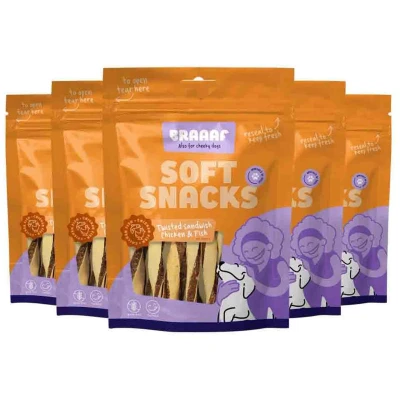 Afbeelding van 5x Braaaf Twisted Sandwich Hondensnack Kip Vis 85 gr