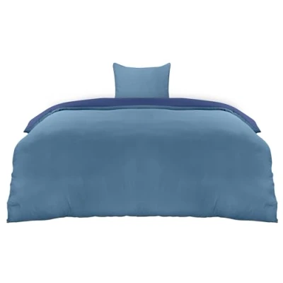 Afbeelding van Utopia Bedding Dekbedovertrek Set Zachte Microvezel 135x200cm met Kussensloop 80x80cm Beddengoed Donkerblauw En Lichtblauw