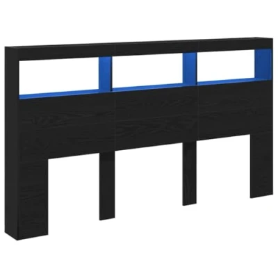 Afbeelding van Hoofdbordkast met LED 180x17x102 cm eikenkleurig zwart