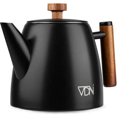 Afbeelding van VDNRVS Dubbelwandige theepot met Filter Zwarte Theekan 1 Liter 802