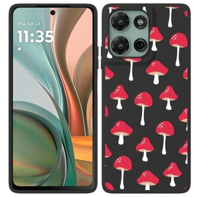 Afbeelding van Cazy Hoesje geschikt voor Motorola Moto G15 / Power Siliconen Zwart Paddenstoelen