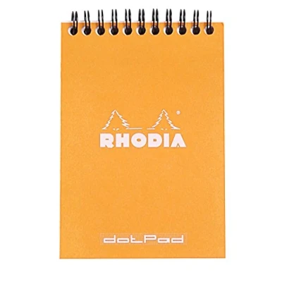 Afbeelding van Rhodia 13503C Notitieblok (DIN A6, 10,5 x 14,8 cm, dubbele spiraal, gelinieerd, dot grid, microgeperforeerd, 80 vellen) 1 stuk, oranje