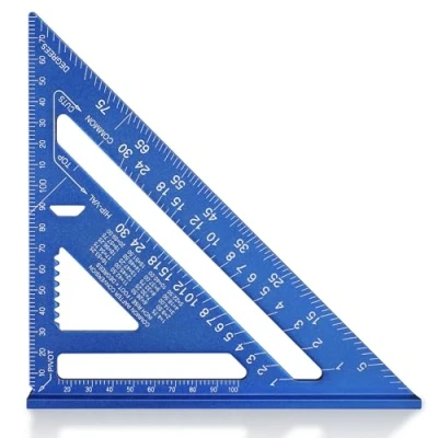 Afbeelding van WORKPRO Timmermanshoek 180 mm, Driehoek Multifunctionele Winkelhaak van Aluminiumlegering, Driehoekige Liniaal 45 90 Graden, Hoge Precisie Meetgereedschap voor Timmerman, Dakdekker, Ingenieur