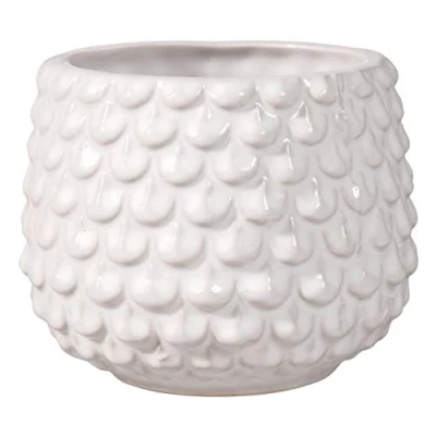Afbeelding van Bloomingville Pinecone Bloempot Decoratieve Bloempotten Kleur voor Interieur Creatieve Retro Stijl S (9,5 cm Ø), Wit, Keramiek