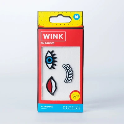 Afbeelding van Mustard Desktop Pin Badges Knipoog Set van 3 Stuks