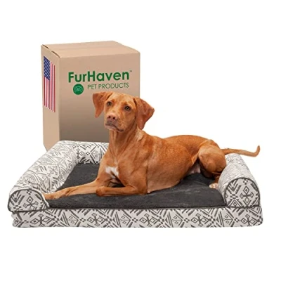 Afbeelding van Furhaven Hondenbed van traagschuim, met verkoelende gel en afneembare hoes, grijs, maat L