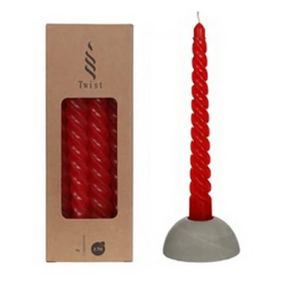 Afbeelding van Twist kaars Rood set van 4 stuks 19cm