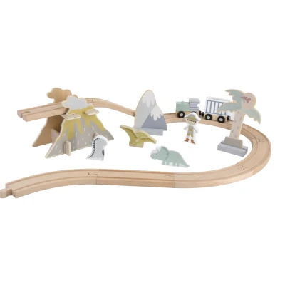Afbeelding van Tryco Houten Treinbaanset Uitbreidingsset Dino&#039;s TR 353078