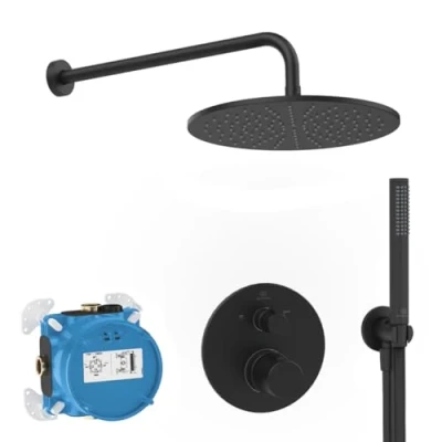 Afbeelding van Ideal standard ceratherm t100 pack voor inbouwdouchesysteem met inbouw thermostaat omstel mat zwart a7573xg