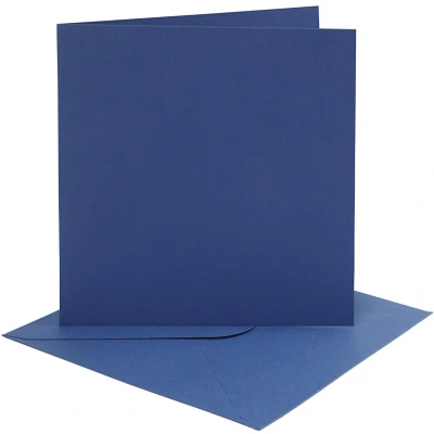 Afbeelding van Kaarten en enveloppen, afmeting kaart 15,2x15,2 cm, 220 gr, blauw, 4sets, envelop 16x16 cm