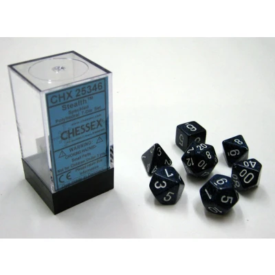 Afbeelding van Chessex Stealth gespikkelde Polydice Dobbelsteen Set (7 stuks)