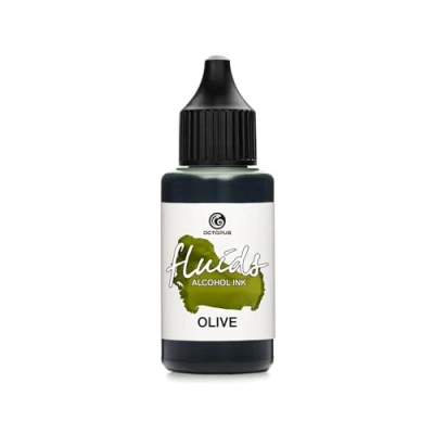 Afbeelding van 30 ml Octopus Fluids Alcohol Inkt in groene, OLIVE, voor Fluid Painting, epoxyhars, Resin Art en mixed media projecten