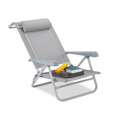 Afbeelding van Relaxdays Ligstoel opvouwbaar inklapbare tuinstoel strandstoel relaxstoel tuin grijs
