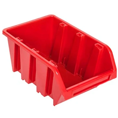 Afbeelding van Stapelbox 10 stuks stapelkist sorteerbox box 8 x 11,5 6 cm rood Workshop stapelkisten kunststof opbergdozen stapelbaar