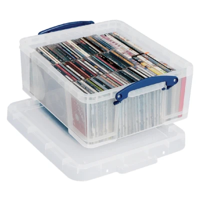 Afbeelding van REALLY USEFUL BOX 18 Liter 480 x 390 200 mm voor 93 CDs / 44 DVDs transparant