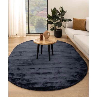 Afbeelding van Viscose Tapijt/Vloerkleed Ovaal Pearl Marineblauw 250x360 Cm