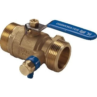 Afbeelding van Raminex s28 kiwa kogelkraan met aftapper en stopplug 1 4 bu dr messing x1 dn25 hendel blauw 282005