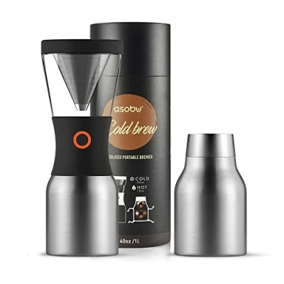Afbeelding van Asobu Cold Brew draagbare koffiezet Silver/Black