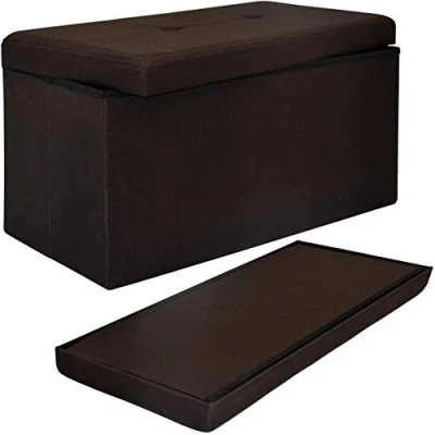 Afbeelding van DuneDesign Zitbank met 80 liter opbergruimte, 76 x 38 cm, opvouwbare zitkist scheidingswand, donkerbruin