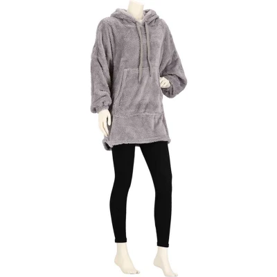 Afbeelding van Apollo Huggle Hoodie Dames Effen Donker Grijs Fleece One Size deken