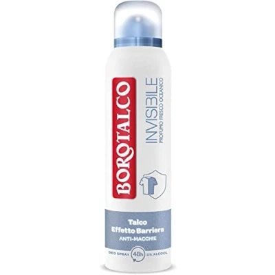 Afbeelding van 12 x Borotalco, Blue Invisible Spray Deodorant, formule zonder alcohol met barrièreeffect, registreert en draagt niet Aloni 48H, vers Oceaans parfum 150 ml + Italian Gourmet Polpa 400 g