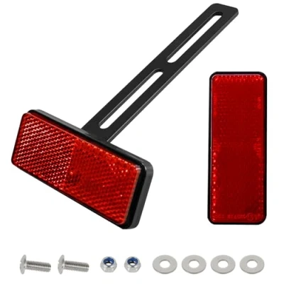 Afbeelding van Motorfiets E4 Universele Catadiopter Achterkant Smalle Rood Met Lange Houder Kentekenplaat Reflector Scooter Quad E Goedgekeurd