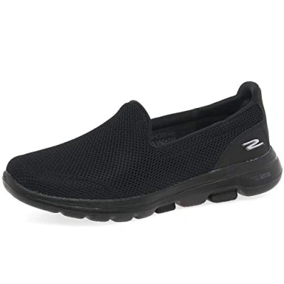 Afbeelding van Skechers GO WALK 5 dames sneaker Low Top Trainer, Zwart textiel Trim, 36 EU Breed