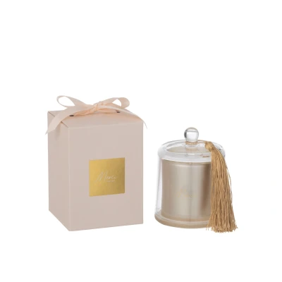 Afbeelding van J Line geurkaars Stolp Merci beige small 30U