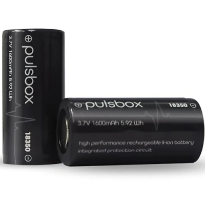 Afbeelding van pulsbox 18350 Li Ion batterij 3,7 V 1600 mAh geïntegreerde PCB beveiligingsschakeling (pluspool plat)