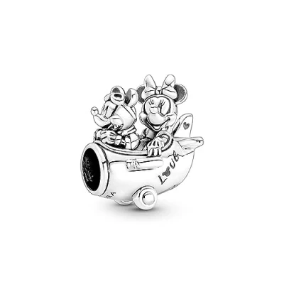 Afbeelding van Pandora Disney 790108C00 Bedel Mickey and Minnie Airplane zilver