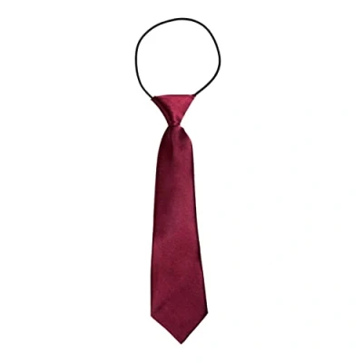 Afbeelding van DonDon Jongens Stropdas Kinderen Zijde Look glanzend en voorgebonden 7 cm breed Bordeaux Donkerrood
