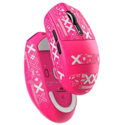 Afbeelding van MAMBASNAKE x ATTACK SHARK G3 Draadloze Gaming Muis, 59g Lichtgewicht, PAW3311 Optische Sensor, 25.000 DPI, Bluetooth/2.4G/USB C, 5 Programmeerbare Knoppen, Grip Tape, 500mAh voor PC/Mac Bessenrood