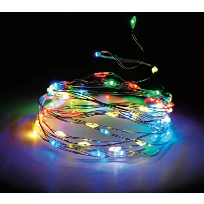 Afbeelding van Lichtsnoer met 160 leds, timer en 8 functies, 795 cm, kleurrijk/multi, binnen buiten, werkt op batterijen