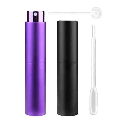 Afbeelding van Zingso Hervulbare reisparfum verstuiver flessen, 2 stuks 10 ml mini draagbare spuitflessen navulbare parfum aftershave lege reisflessen met trechter... (10 (zwart+donkerpaars))