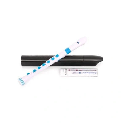 Afbeelding van Nuvo Recorder+ WBL kunststof sopraanblokfluit kinderen Barok wit blauw