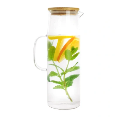 Afbeelding van Krumble Karaf met handvat en houten deksel 1,5 L Glas