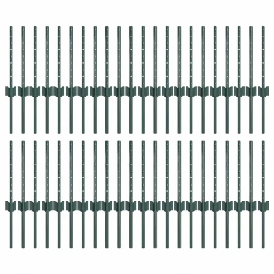 Afbeelding van vidaXL Hekpalen 44 st U Channel Groen 80 cm Staal