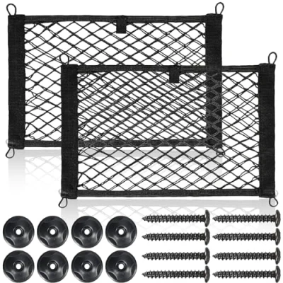 Afbeelding van Kofferbaknettas voor camper, 2 stuks, 40 x 25 cm, universele auto organizer, opbergnet caravans, vrachtwagens, bestelwagens
