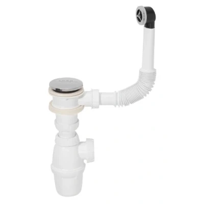 Afbeelding van Wirquin SP50199 Quick Clac afvoergarnituur, verchroomd, met overloop + sifon klapdeksel