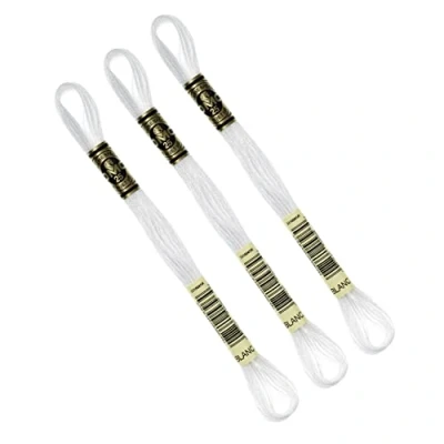 Afbeelding van 3 x DMC garen/strengen Mouline Gestrand Katoen Kruissteek 8 Meter BLANC