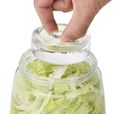 Afbeelding van Set van 4 stuks glazen gistingsgewichten met innovatief handvat voor brede mond Mason Jar Perfect het maken augurken, zuurkool en andere soorten