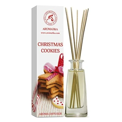 Afbeelding van Aroma Diffuser Kerstkoekjes 100ml met 8 Rotanstokjes Zonder Alcohol Beste Luchtverfrisser voor Thuis Kantoor Spa Aromatherapie