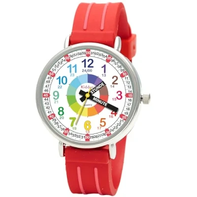 Afbeelding van Kidds Leerhorloge voor kinderen, jongens en meisjes Analoog polshorloge met oefeningen het leren van de tijd. Ontworpen in Barcelona, Riemen.