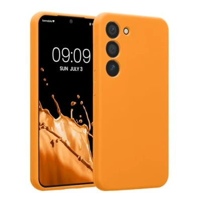 Afbeelding van kwmobile telefoonhoesje compatibel met Samsung Galaxy S23 hoesje Back cover siliconen coating Smartphone case in fruitig oranje