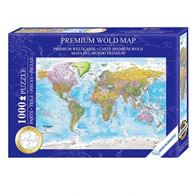 Afbeelding van Close Up Wereldkaart puzzel 1000 stukjes De wereld 68 x 48 cm Premium Map 2020 MAPS IN Minutes