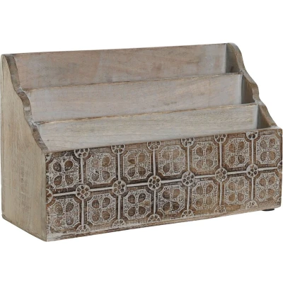 Afbeelding van Multi Functionele Organiser DKD Home Decor Wit Natuurlijk Mangohout 32 x 13 21 cm (12 Stuks)