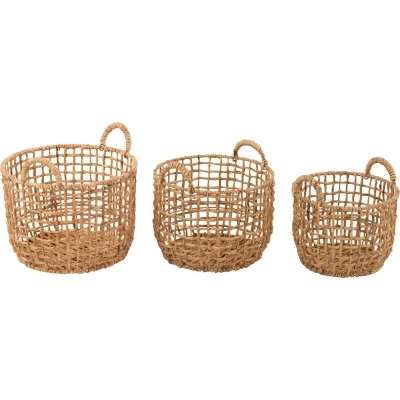 Afbeelding van J Line Set Van 3 Manden Rond Open Waterhyacint Naturel