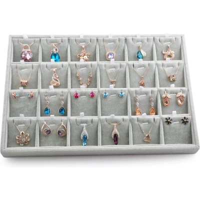 Afbeelding van 24 rasterhangers oorbel sieraden opbergen, sieradendienblad organizerplaat display opbergdienblad